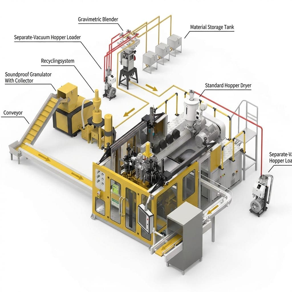 Broyeur granulateur monorotor en ligne de production