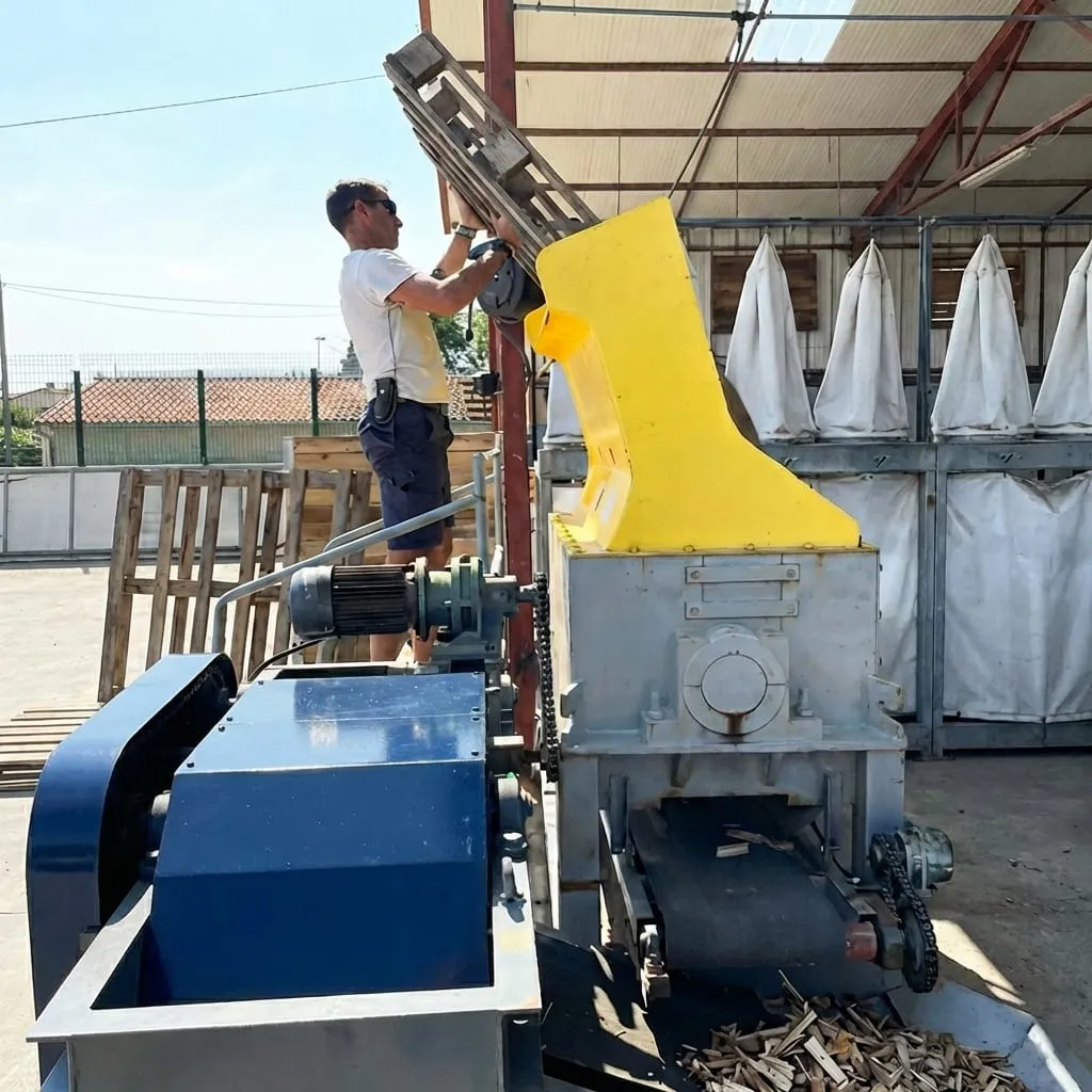 Broyeur de palettes avec séparation des métaux